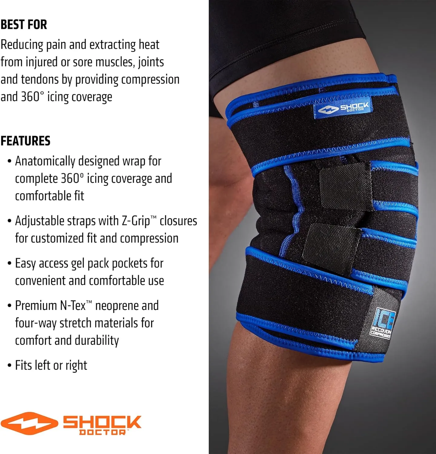 Shock Doctor Ice Recovery Compression Knee Wrap Brace