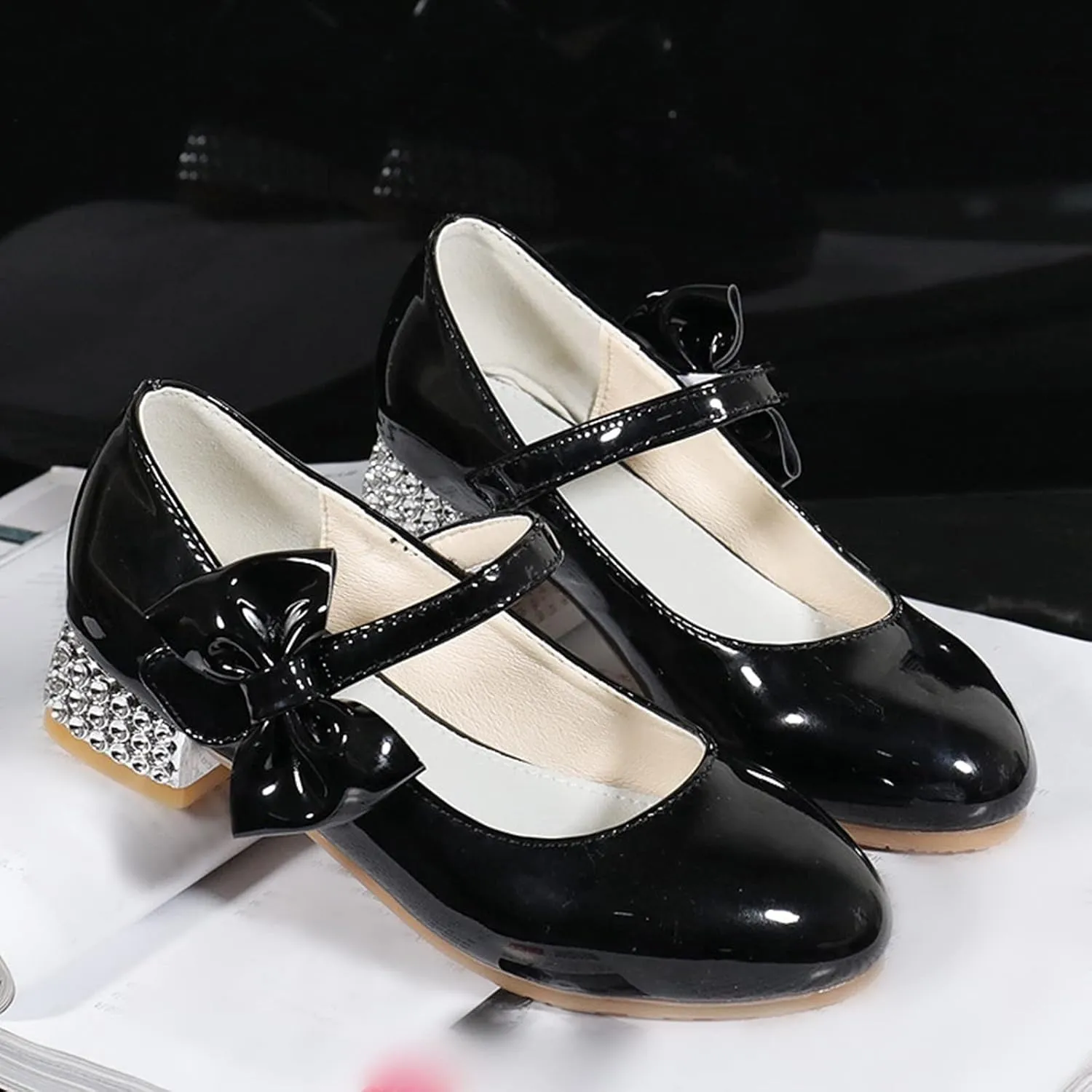 Shoes Low Heel Toddler Girls Dress Shoes Cute Bowknot Patent Mary Jane Flower Girls Wedding School Party