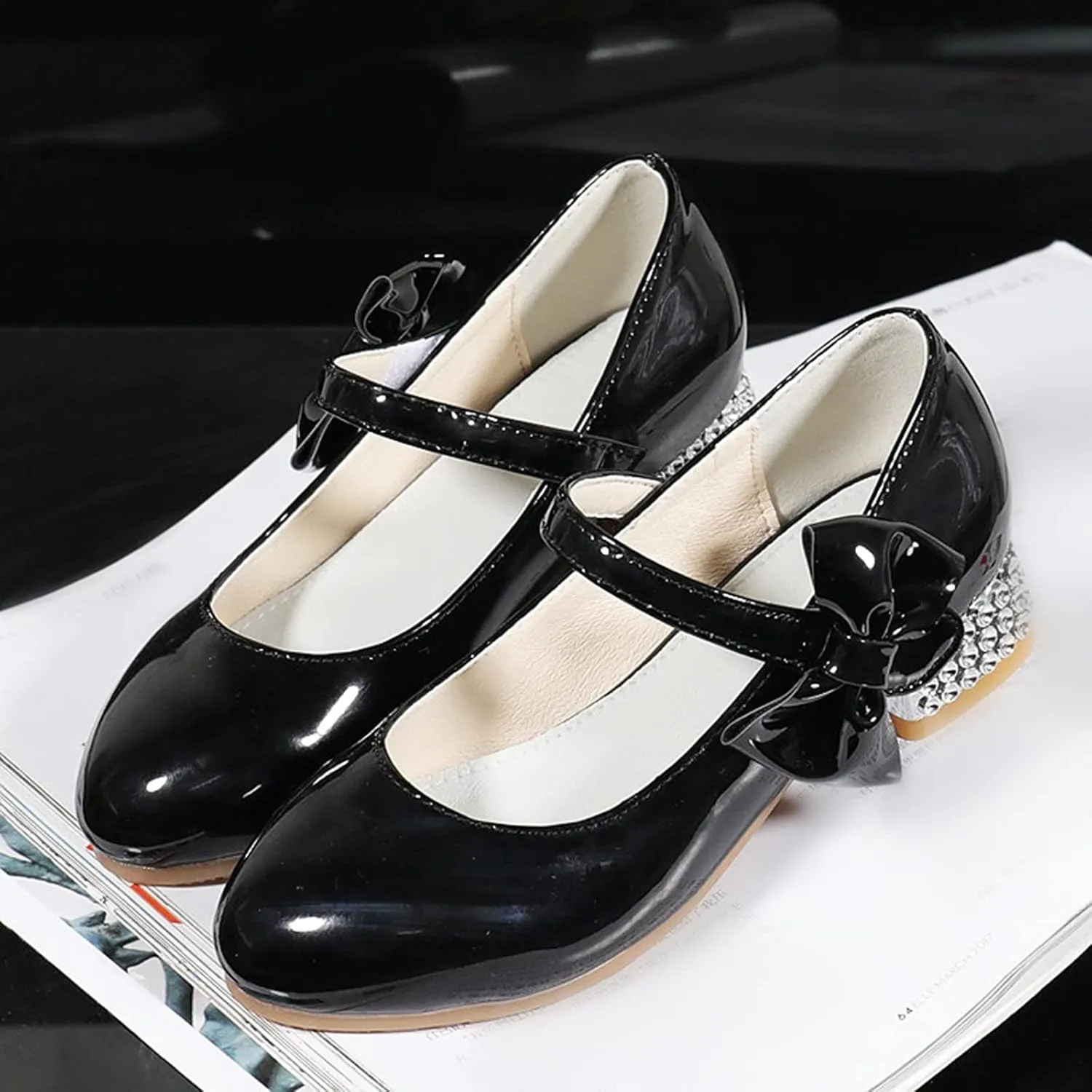 Shoes Low Heel Toddler Girls Dress Shoes Cute Bowknot Patent Mary Jane Flower Girls Wedding School Party