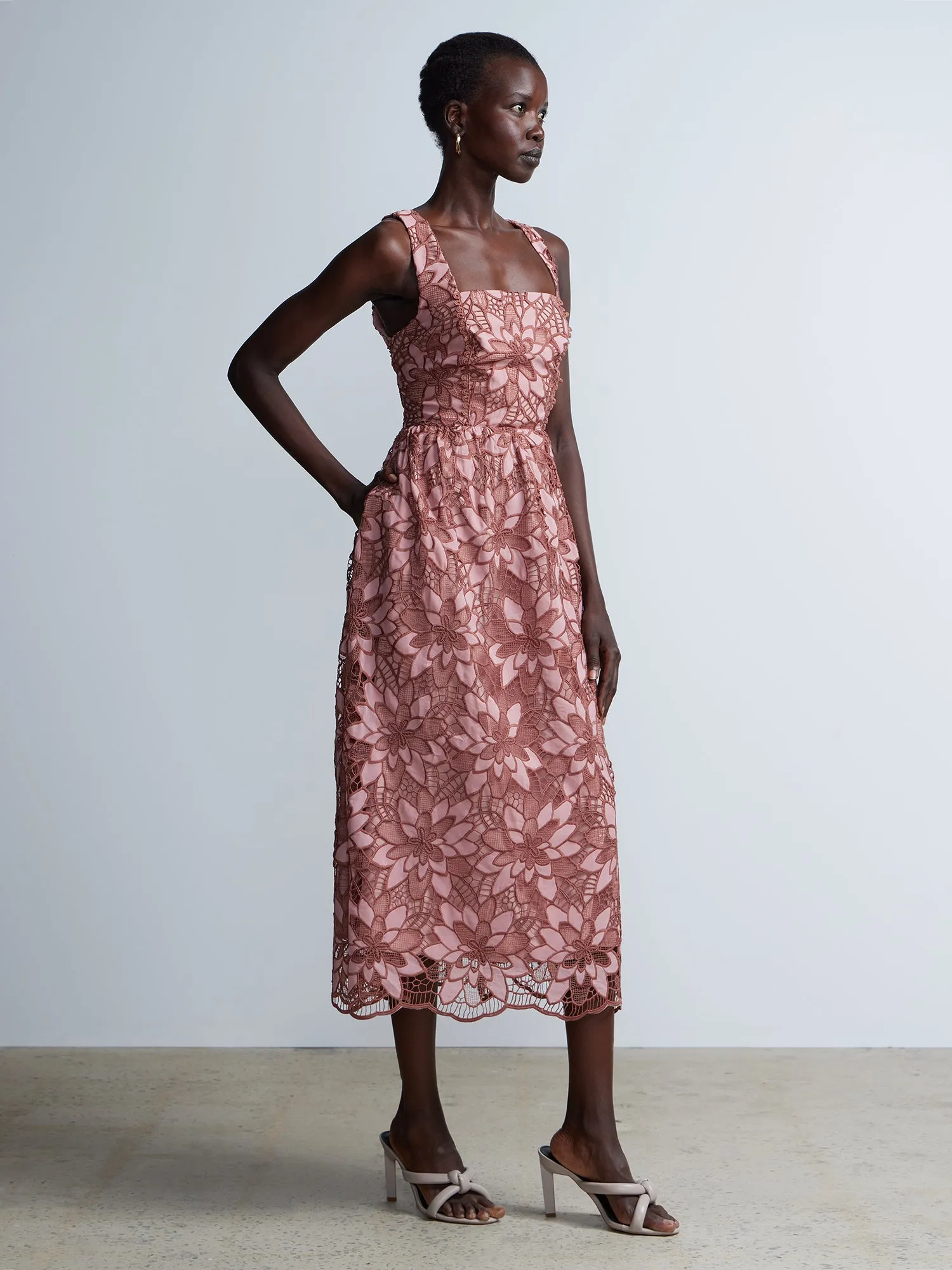 Sleeveless Square Neck Floral Dress