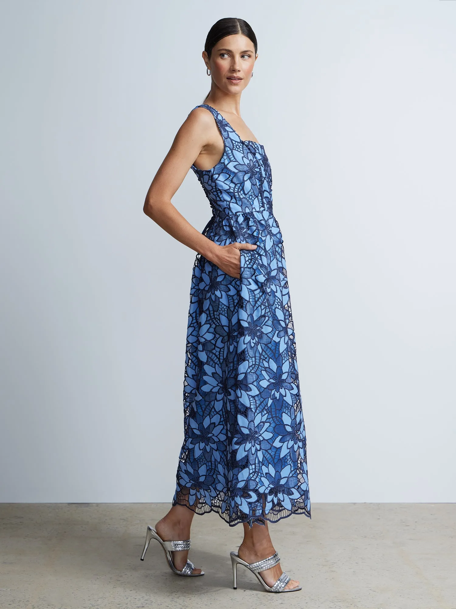 Sleeveless Square Neck Floral Dress