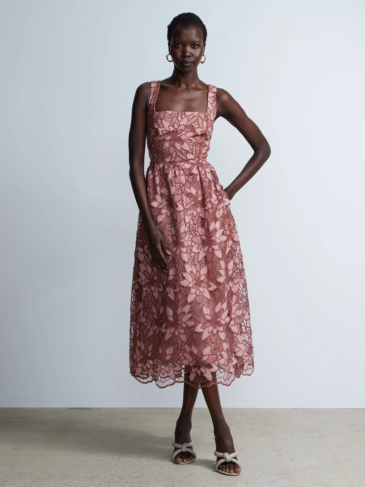 Sleeveless Square Neck Floral Dress