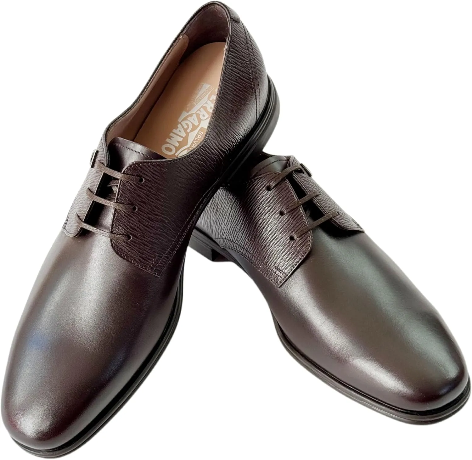 Spencer Leather 10 E Plain Toe Gancini Oxford Men's Brown Dress Shoes (Salvatore