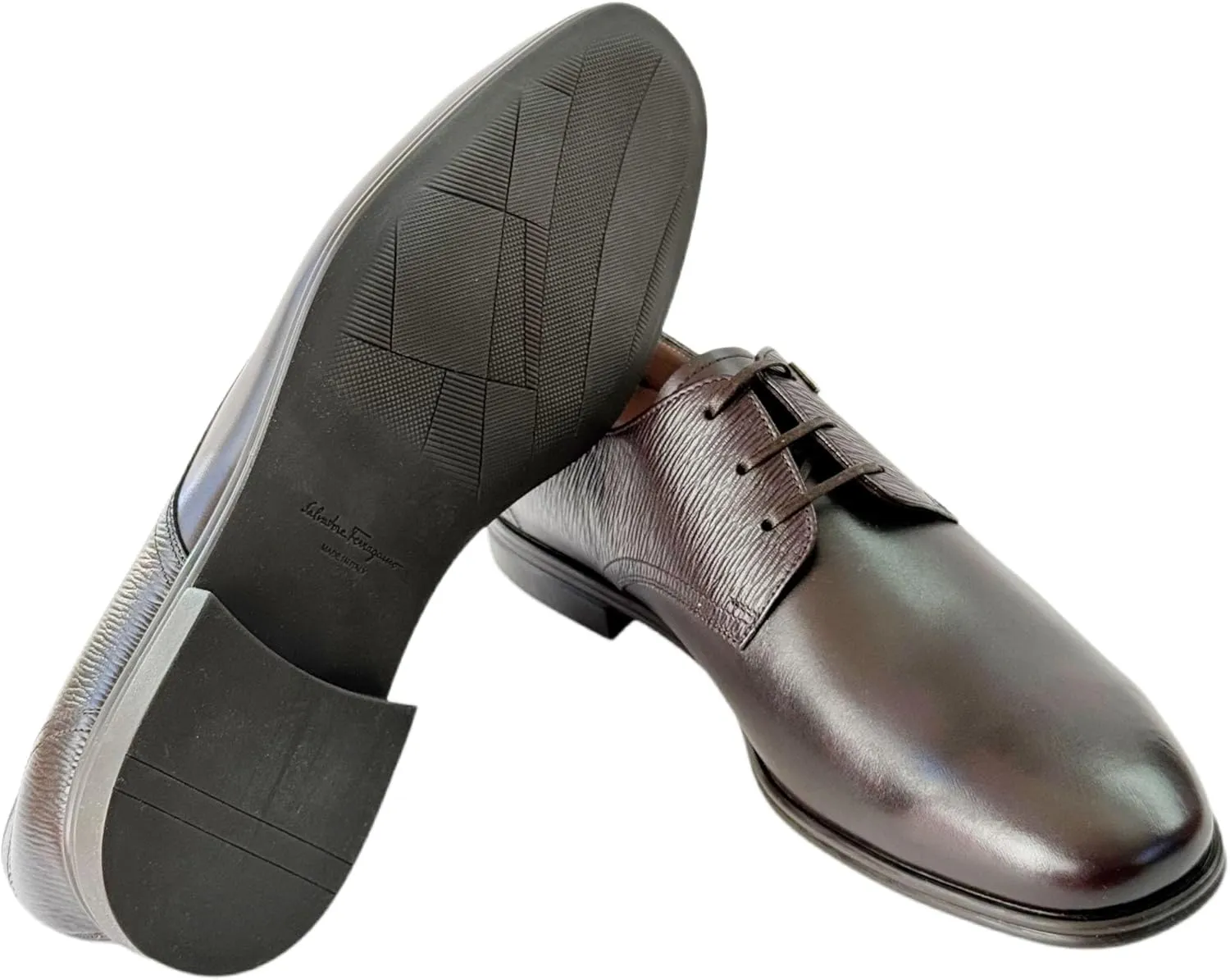 Spencer Leather 10 E Plain Toe Gancini Oxford Men's Brown Dress Shoes (Salvatore