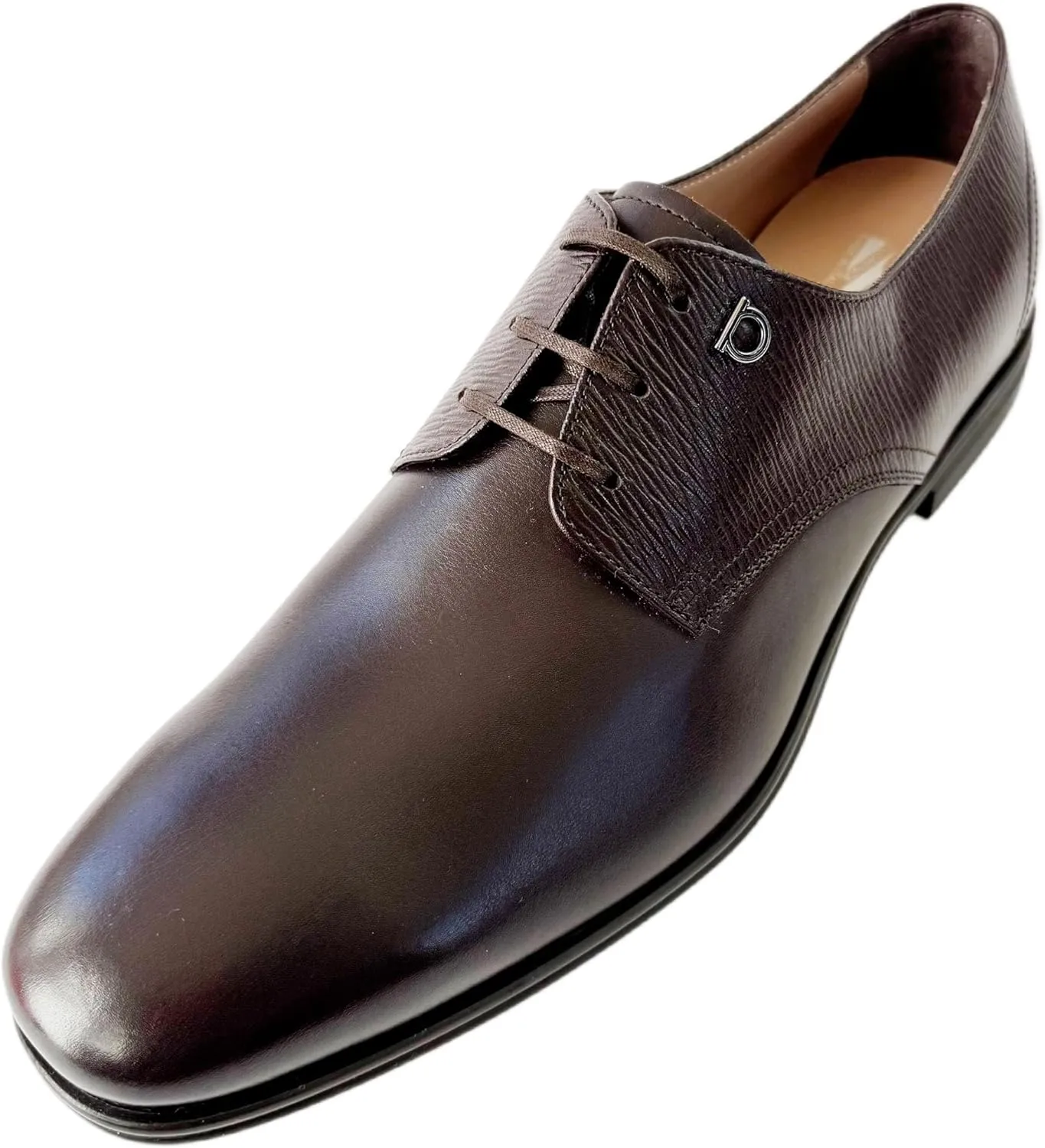 Spencer Leather 10 E Plain Toe Gancini Oxford Men's Brown Dress Shoes (Salvatore