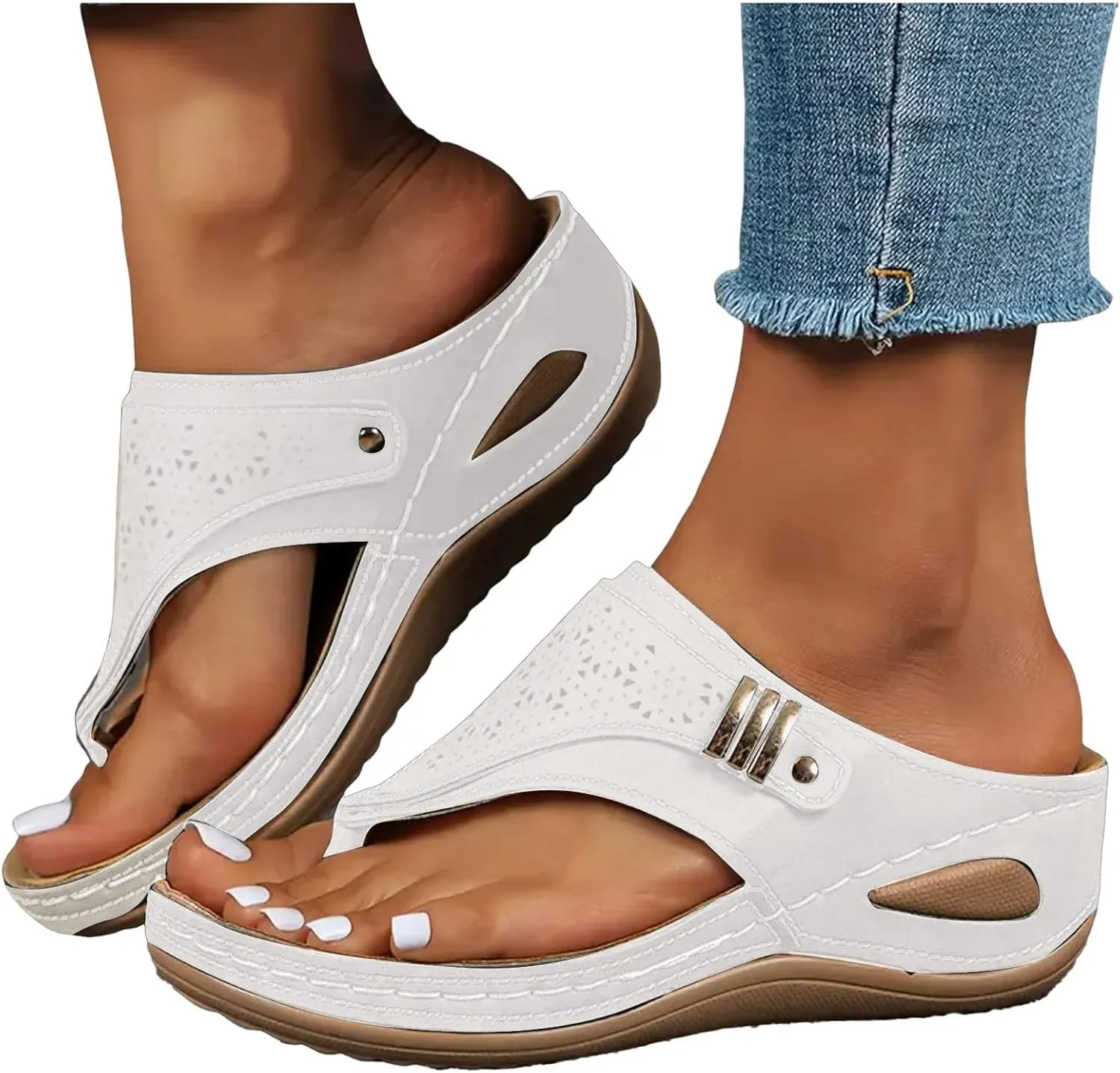 Summer Sandals for Women 2025,Orthopedic Sandal for Women Dressy-Arch Support Wedge Flip Flops Comfortable Dressy Casual Beach Slippers Casual