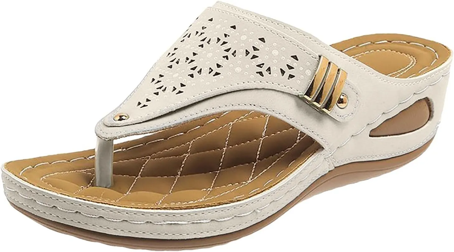 Summer Sandals for Women 2025,Orthopedic Sandal for Women Dressy-Arch Support Wedge Flip Flops Comfortable Dressy Casual Beach Slippers Casual