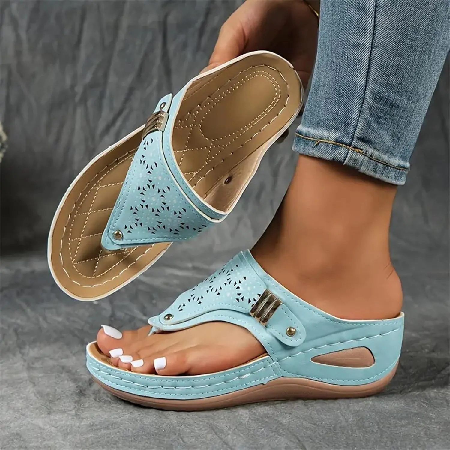 Summer Sandals for Women 2025,Orthopedic Sandal for Women Dressy-Arch Support Wedge Flip Flops Comfortable Dressy Casual Beach Slippers Casual