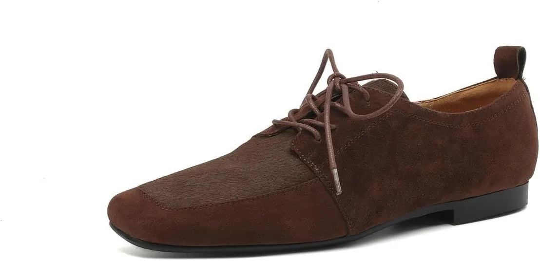 TinaCus Women's Suede Leather Square Toe Rereo Handmade Office Loafers Flats Shoes