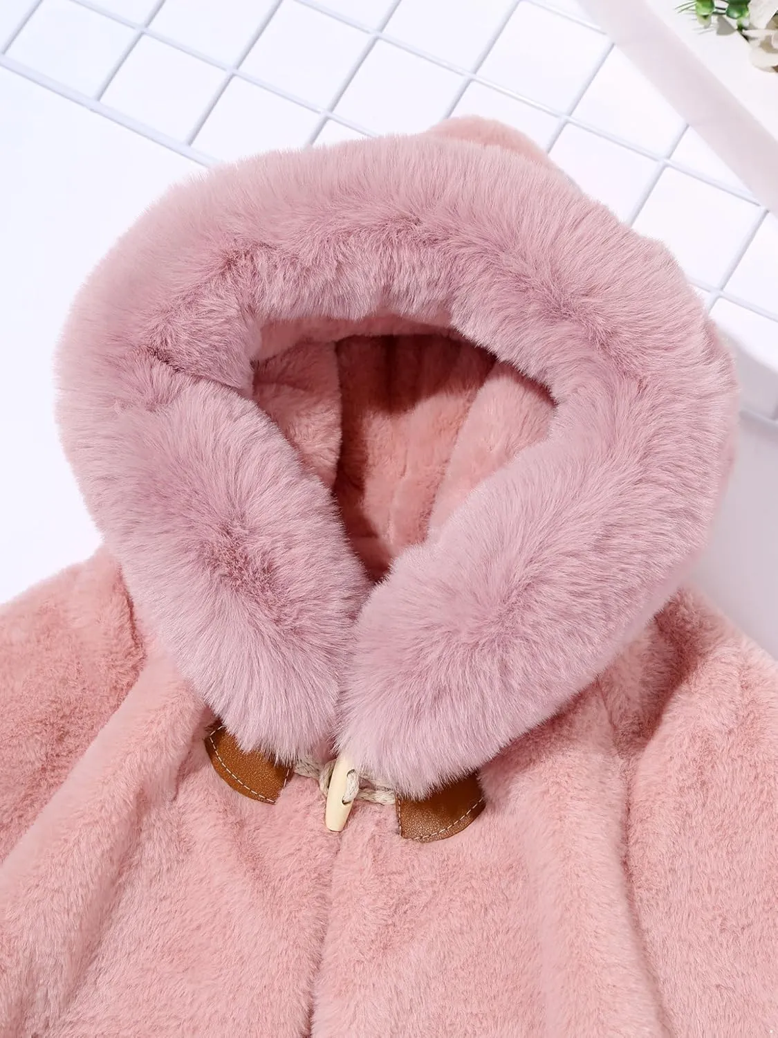 Toddler Baby Fleece Hooded Cloak Capes Poncho Children Fall Winter Coat Snowsuit Outwear