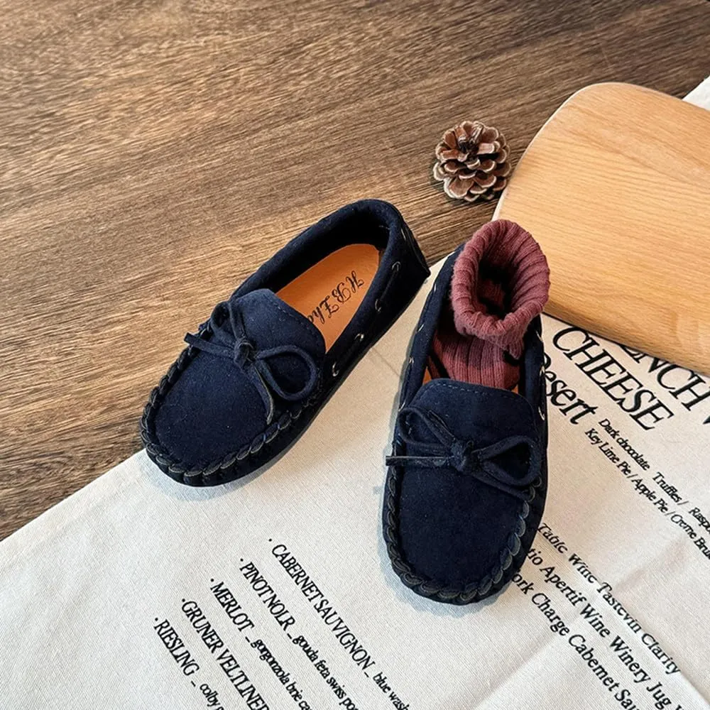 Toddler Boys Girls Loafer Shoes Soft Suede Leather Slip On Moccasin Flat Boat Dress Shoes School Daily Walking Shoes