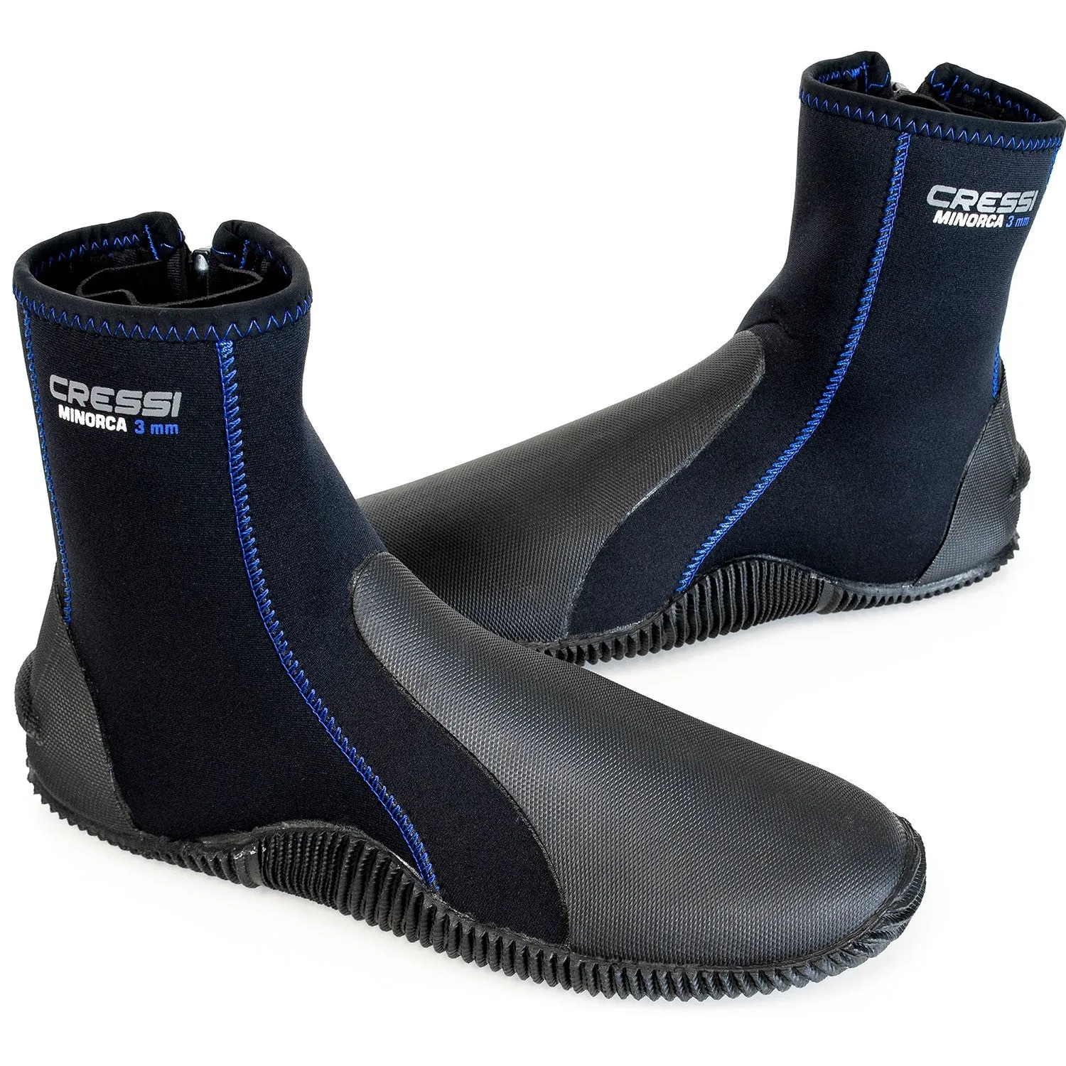 Used Cressi Minorca Tall 3mm Dive Boots Black / Blue - 9