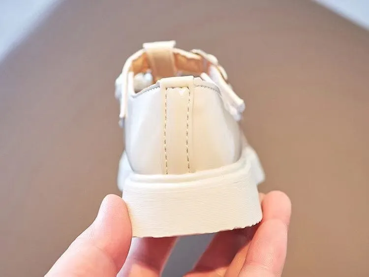 Vintage Bowknot Pearl Leather Shoes
