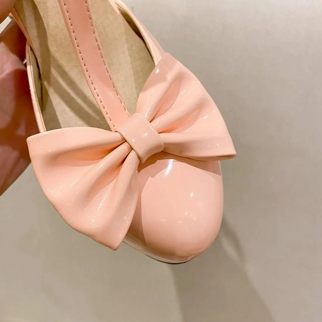 VOKLIN Women's Girls Lolita Platform T-Strap Mary Jane Pumps Patent Leather High Heel Bow Oxford Dress Shoes