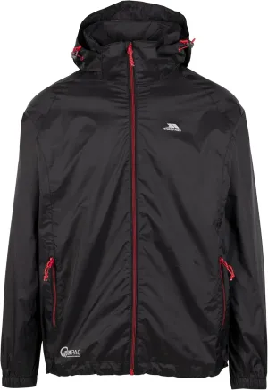 Waterproof Jacket Men Women Packaway Rain Coat With Hood, Light Rain Jacket Windbreaker, Raincoat In A Bag, Rain Coats For Men, Rain Coats for Women Qikpac X, Black/Red, XX-Large