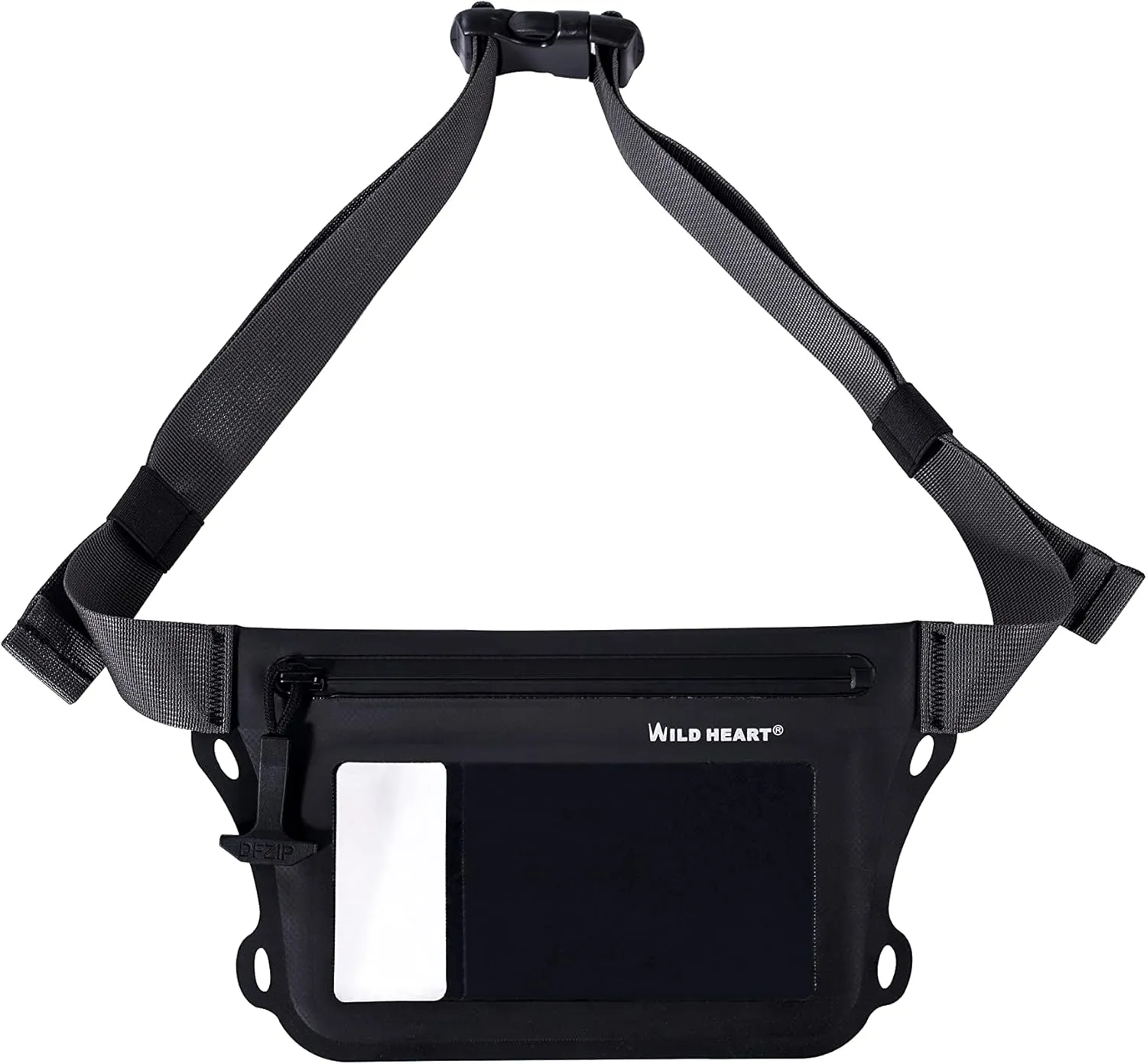WILD HEART Waterproof Waist Bag IPX8 with Adjustable Waist belt Screen Touchable Dry Bag Double Inner Pocket for Swimming Diving Floating Rafting Boating
