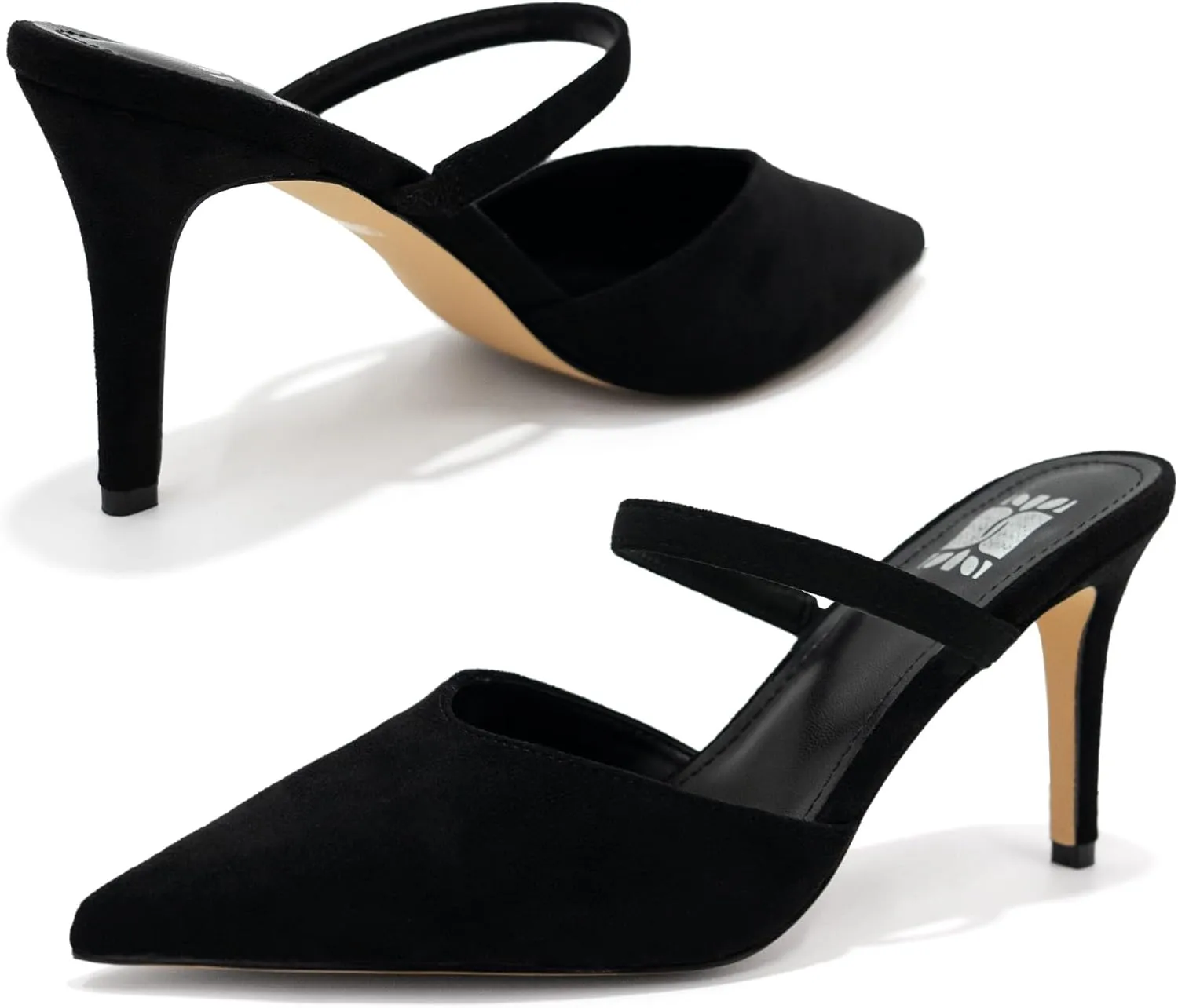 WIRALOMI Kitten Heels for Women Mesh Heels Closed Pointed Toe Mule Heeled Sandals Slip On Wedding Dress Mesh Pumps Shoes