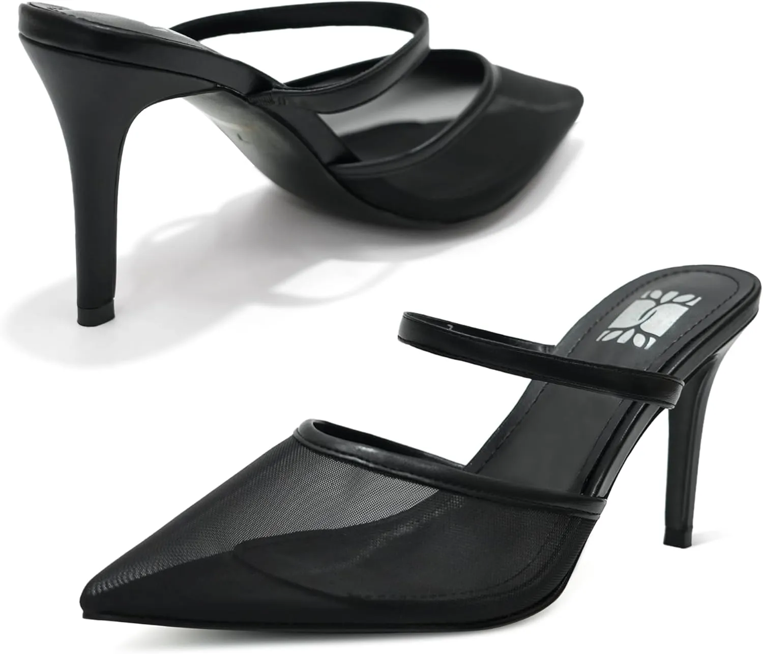 WIRALOMI Kitten Heels for Women Mesh Heels Closed Pointed Toe Mule Heeled Sandals Slip On Wedding Dress Mesh Pumps Shoes