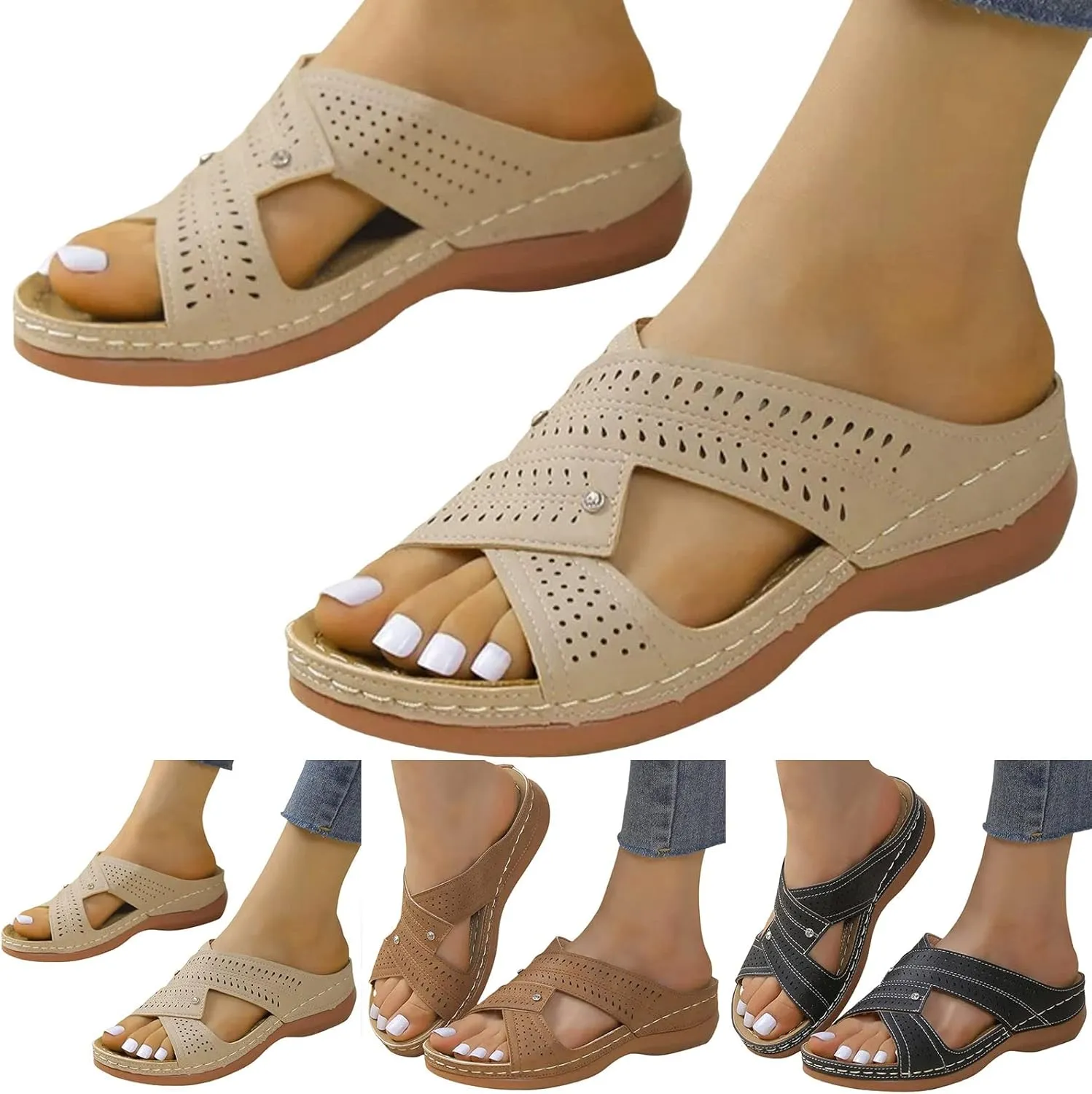 Women Wedge Sandals Dress Sandals for Women Comfortable Summer Platform Casual Dress Sandal Flip Flops for Casual Elastic Ankle Strap Platform Shoes Dressy