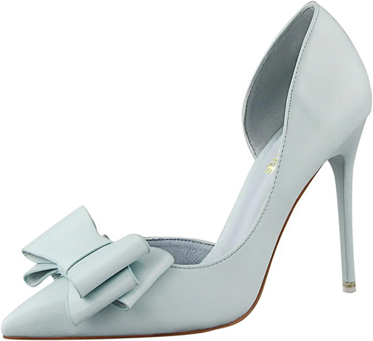 Womens Bow Heels Stiletto D'Orsay Double Bow Pumps Pointed Toe Women Dress Shoes Slip on Wedding Shoes for Bride Bridesmaid