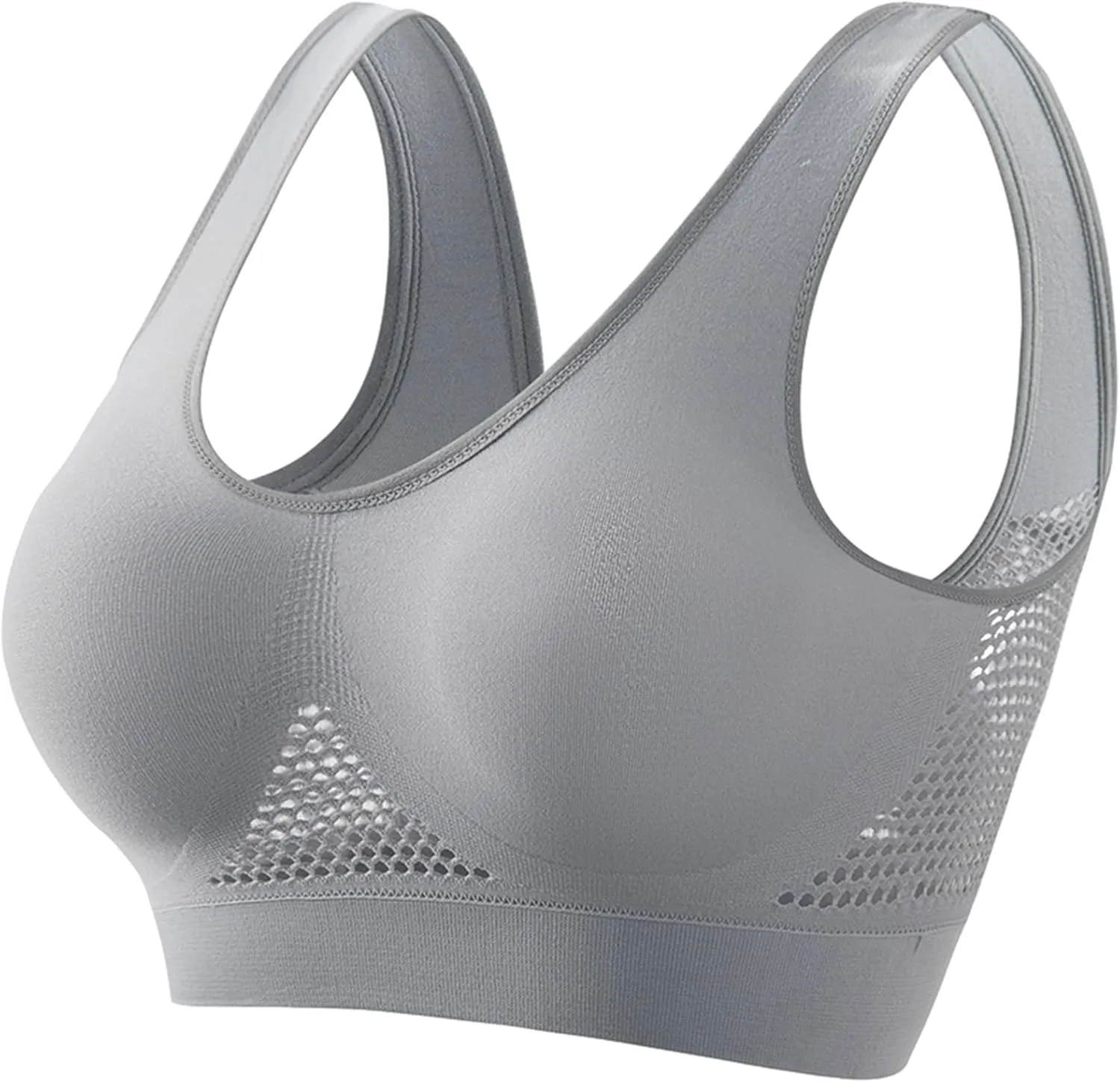 Womens Breathable Cool Lift Up Air Bra Full Support Sports Bra Seamless Wireless Unpadded Comfort Bras No Underwire