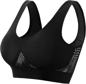 Womens Breathable Cool Lift Up Air Bra Full Support Sports Bra Seamless Wireless Unpadded Comfort Bras No Underwire