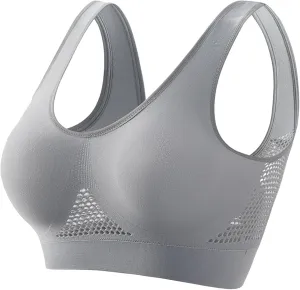 Womens Breathable Cool Lift Up Air Bra Full Support Sports Bra Seamless Wireless Unpadded Comfort Bras No Underwire
