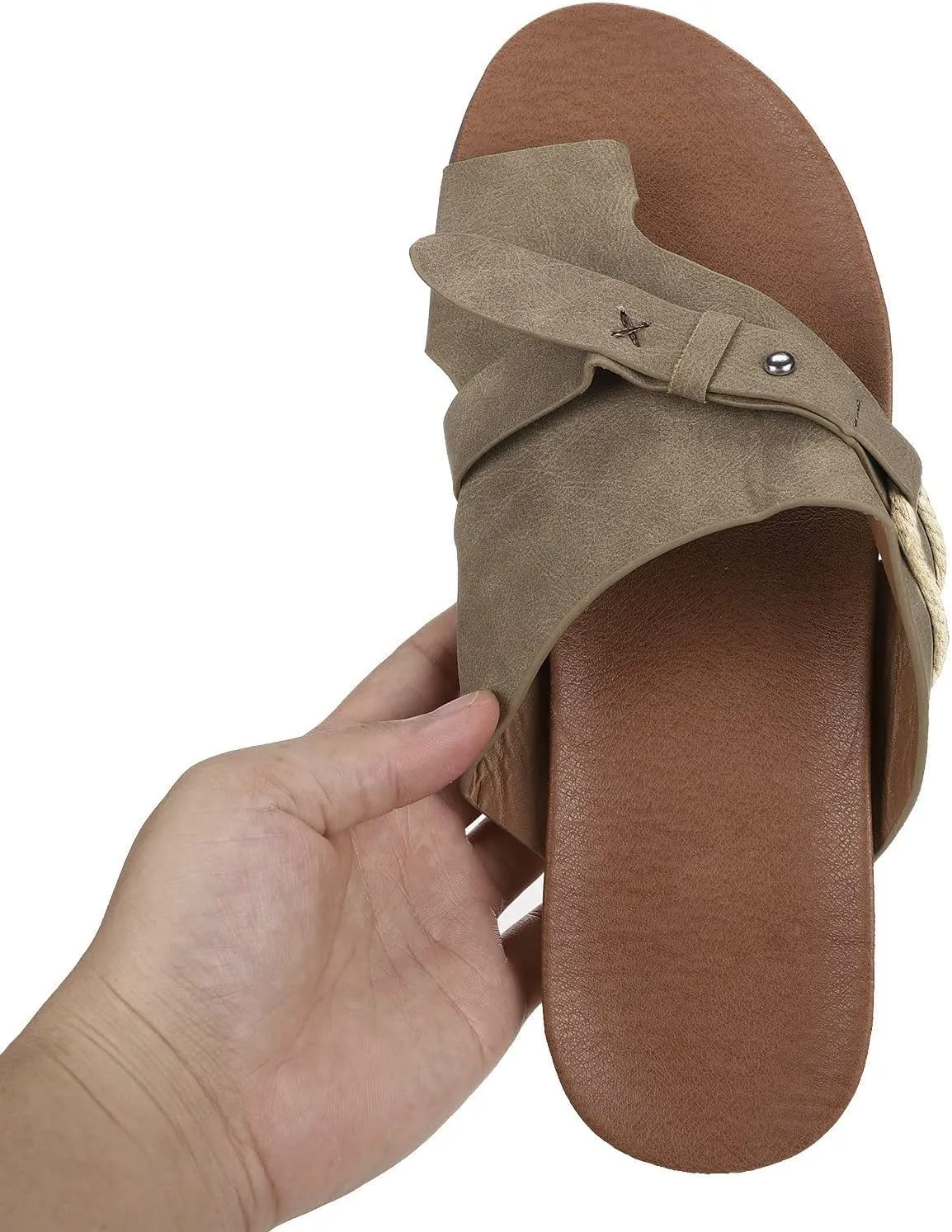 Women's Casual Sandals Wedges Ring Slippers 2025 Open Toe Solid Color Lightweight Orthopedic Sandals Summer Comfy Breathable Casual Beach Travel Shoes