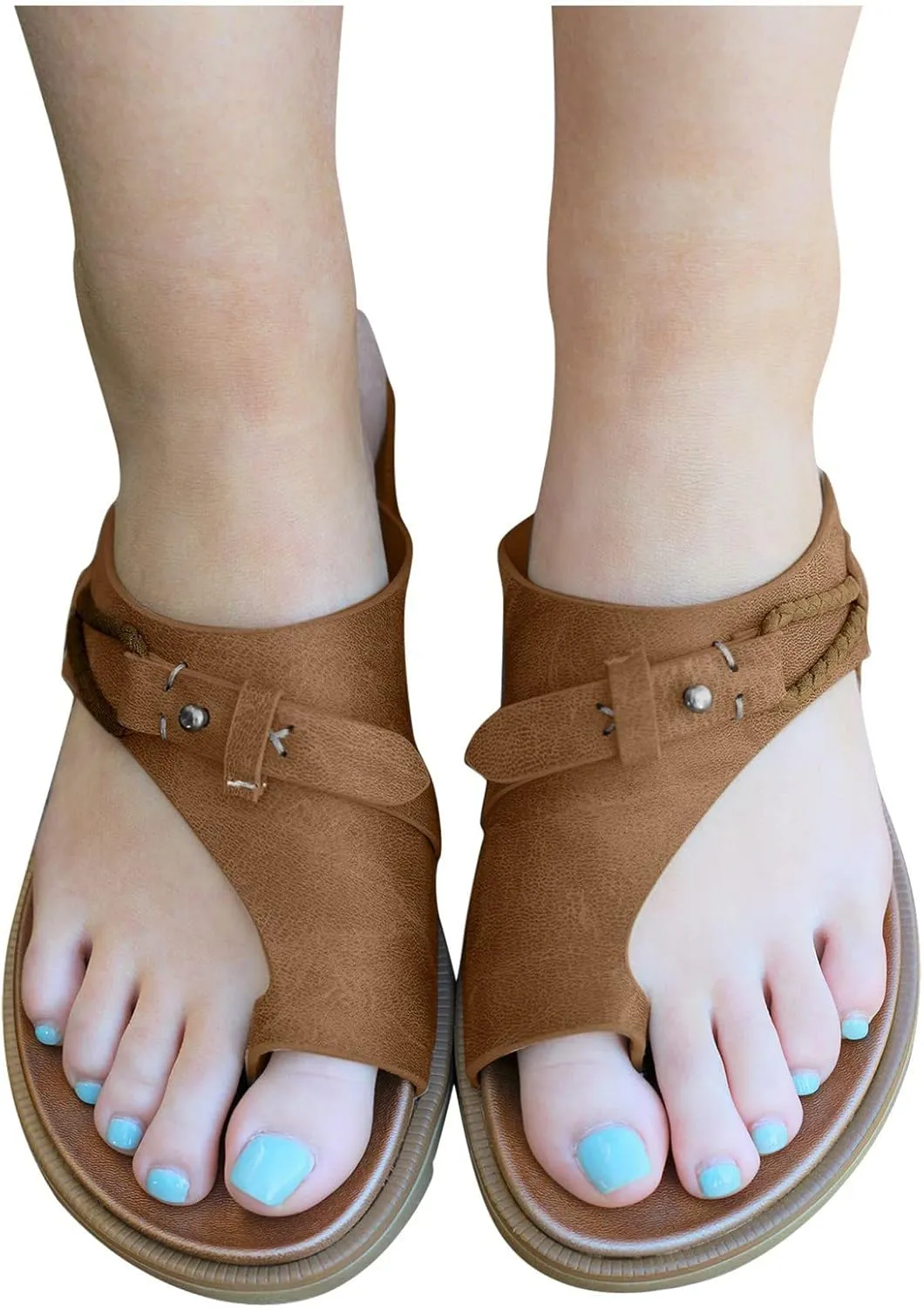 Women's Casual Sandals Wedges Ring Slippers 2025 Open Toe Solid Color Lightweight Orthopedic Sandals Summer Comfy Breathable Casual Beach Travel Shoes