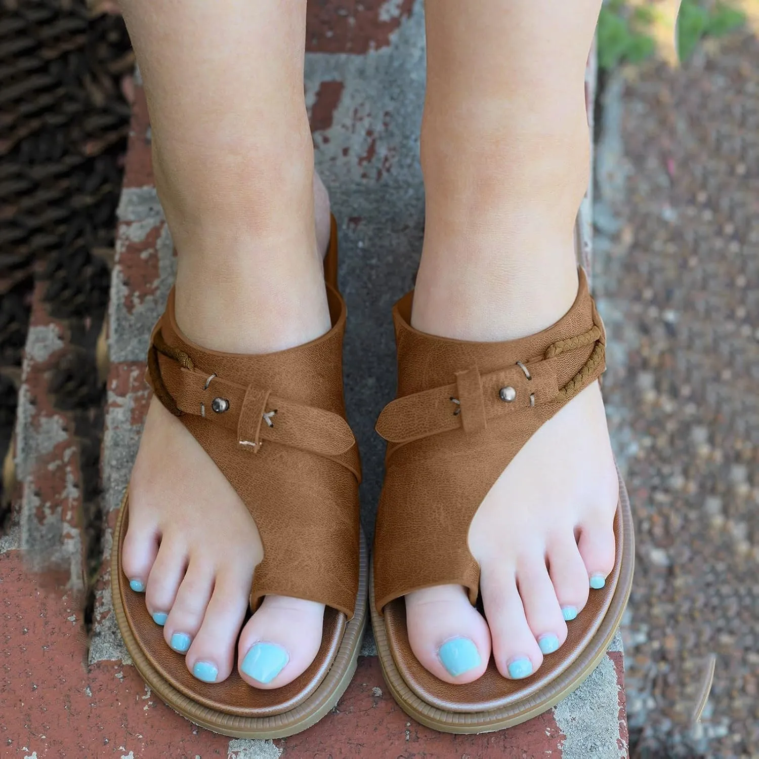 Women's Casual Sandals Wedges Ring Slippers 2025 Open Toe Solid Color Lightweight Orthopedic Sandals Summer Comfy Breathable Casual Beach Travel Shoes