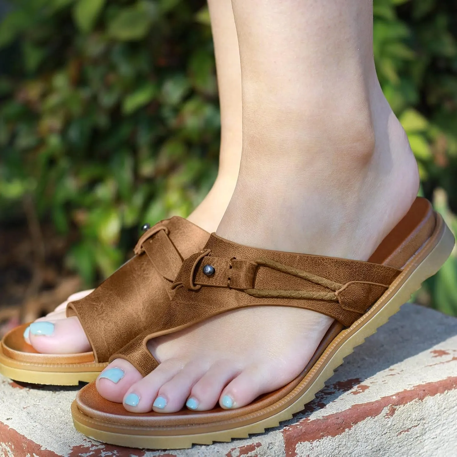 Women's Casual Sandals Wedges Ring Slippers 2025 Open Toe Solid Color Lightweight Orthopedic Sandals Summer Comfy Breathable Casual Beach Travel Shoes