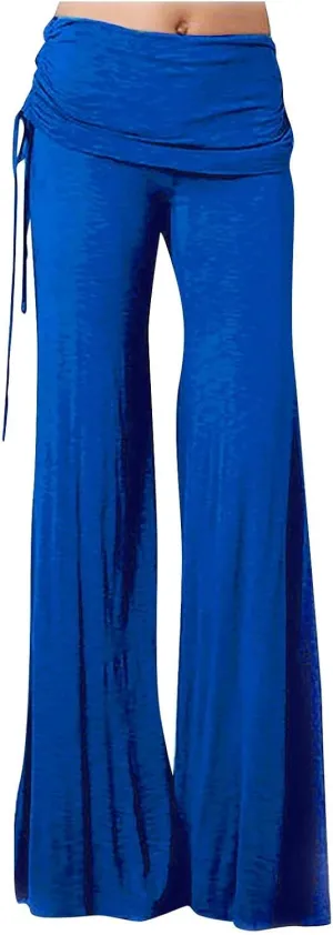 Womens Flare Yoga Pants High Waist Ruffle Bell Bottom Pants Stretch Hippie Pants Trousers Vintage Disco 70s Outfits