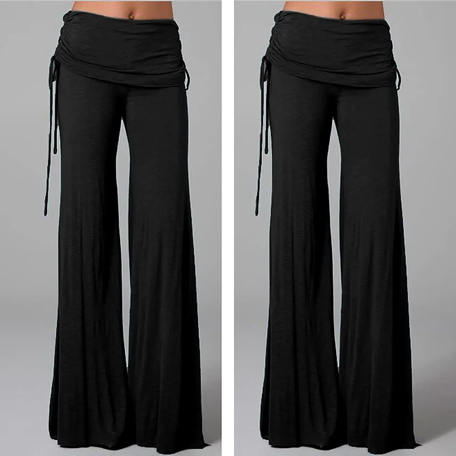 Womens Flare Yoga Pants High Waist Ruffle Bell Bottom Pants Stretch Hippie Pants Trousers Vintage Disco 70s Outfits