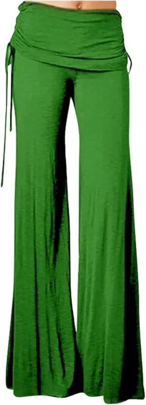 Womens Flare Yoga Pants High Waist Ruffle Bell Bottom Pants Stretch Hippie Pants Trousers Vintage Disco 70s Outfits