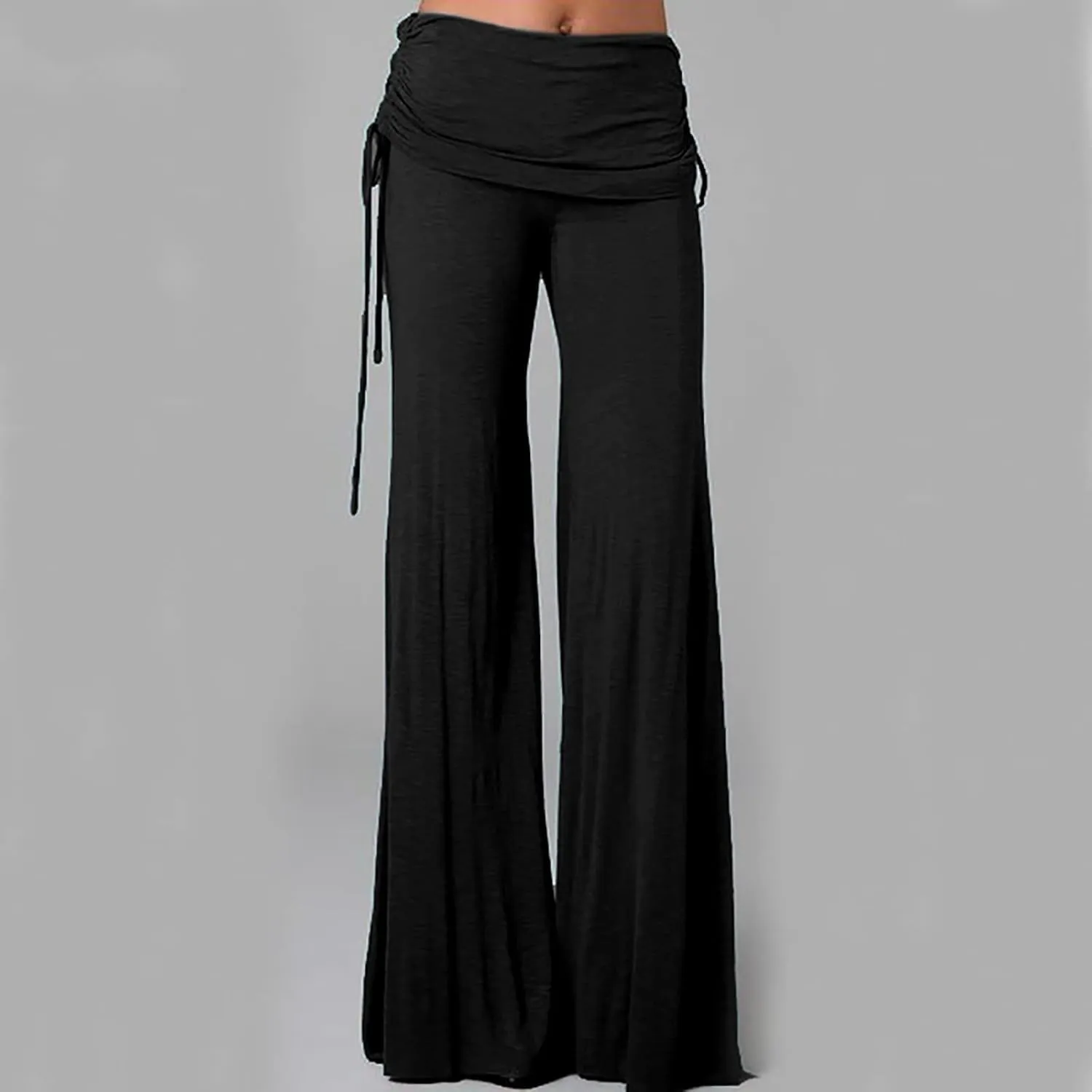 Womens Flare Yoga Pants High Waist Ruffle Bell Bottom Pants Stretch Hippie Pants Trousers Vintage Disco 70s Outfits