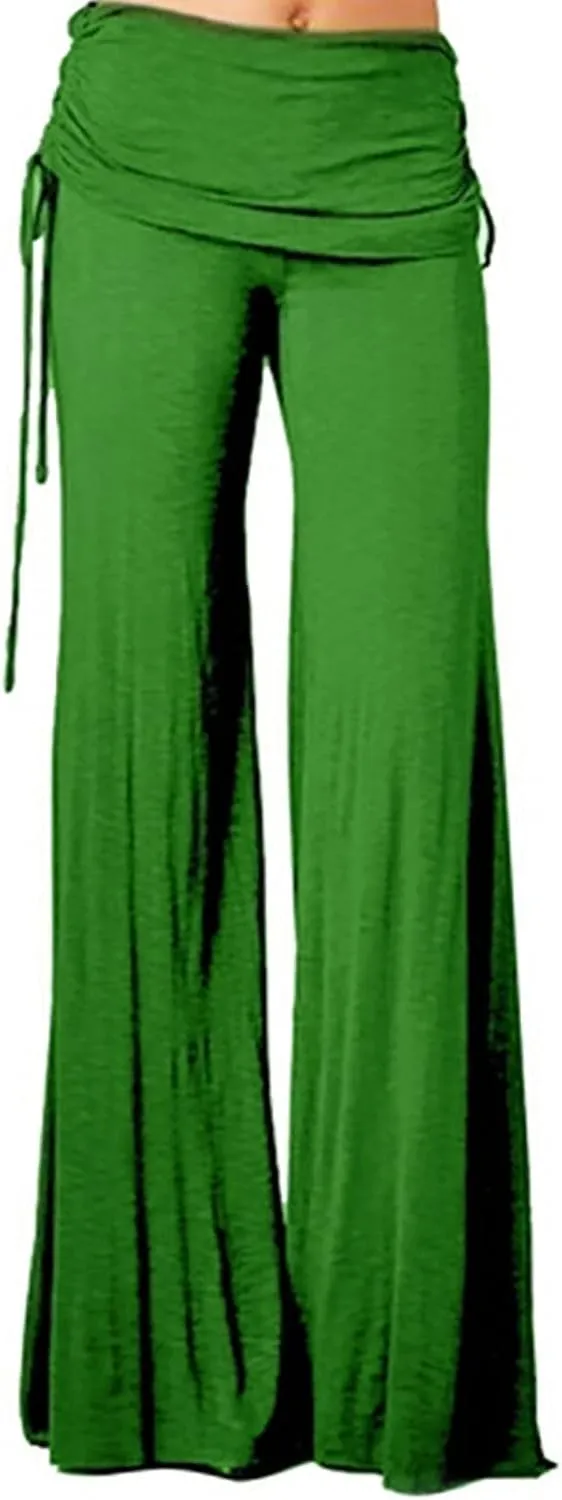 Womens Flare Yoga Pants High Waist Ruffle Bell Bottom Pants Stretch Hippie Pants Trousers Vintage Disco 70s Outfits