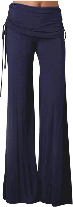 Womens Flare Yoga Pants High Waist Ruffle Bell Bottom Pants Stretch Hippie Pants Trousers Vintage Disco 70s Outfits