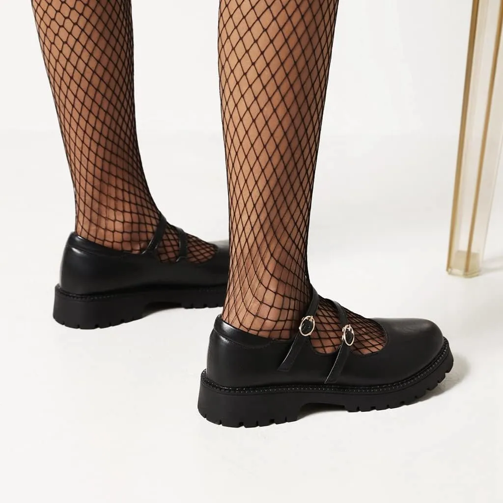 Women's Mary Jane Flats Oxford Shoes Vintage Round Toe Buckle Strap Low Heel Girls Oxfords Dress Shoe