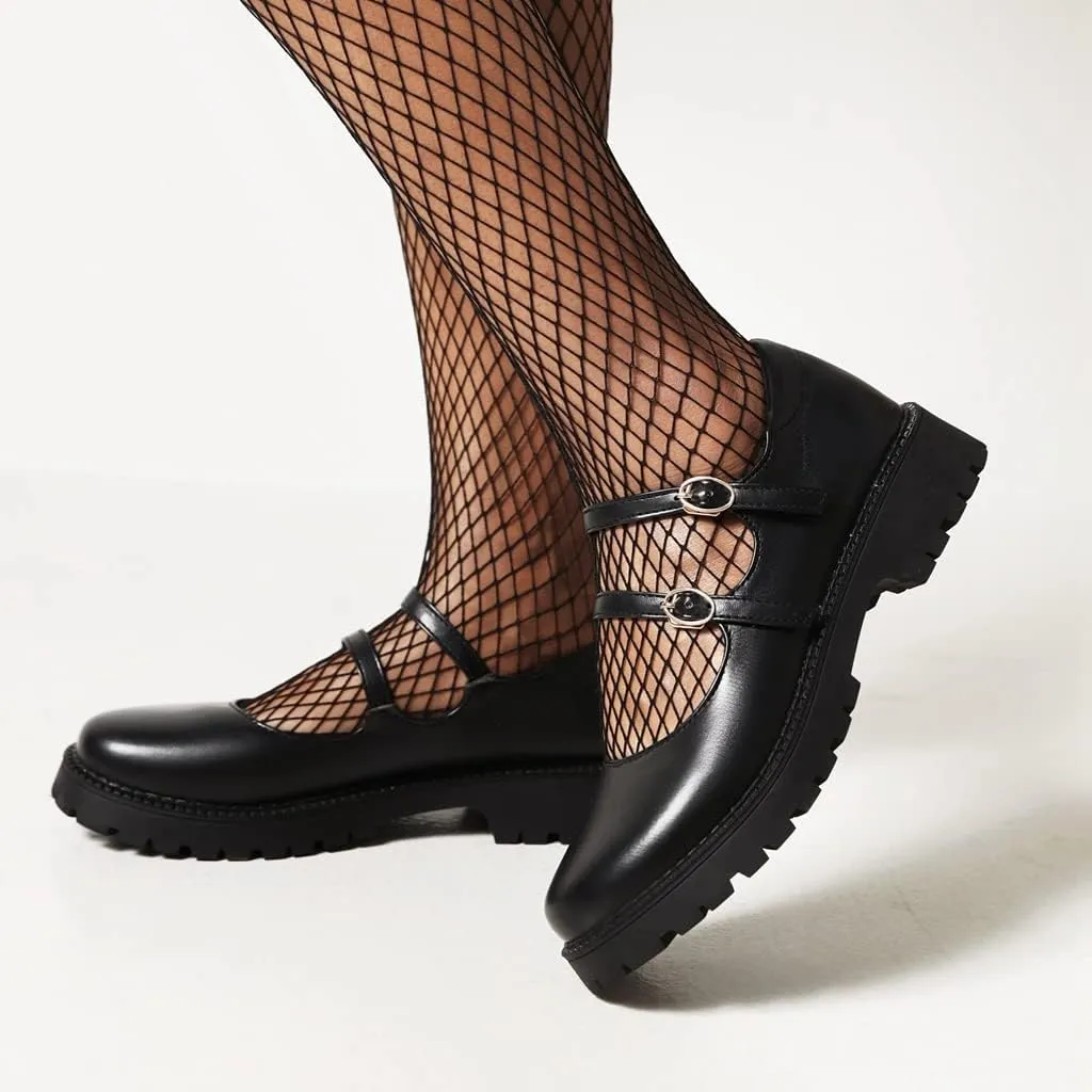 Women's Mary Jane Flats Oxford Shoes Vintage Round Toe Buckle Strap Low Heel Girls Oxfords Dress Shoe