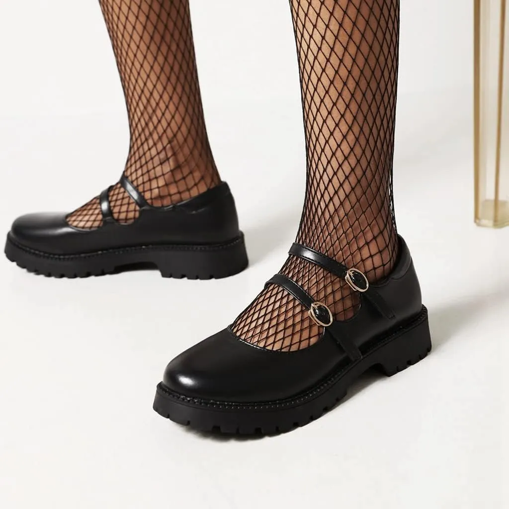 Women's Mary Jane Flats Oxford Shoes Vintage Round Toe Buckle Strap Low Heel Girls Oxfords Dress Shoe