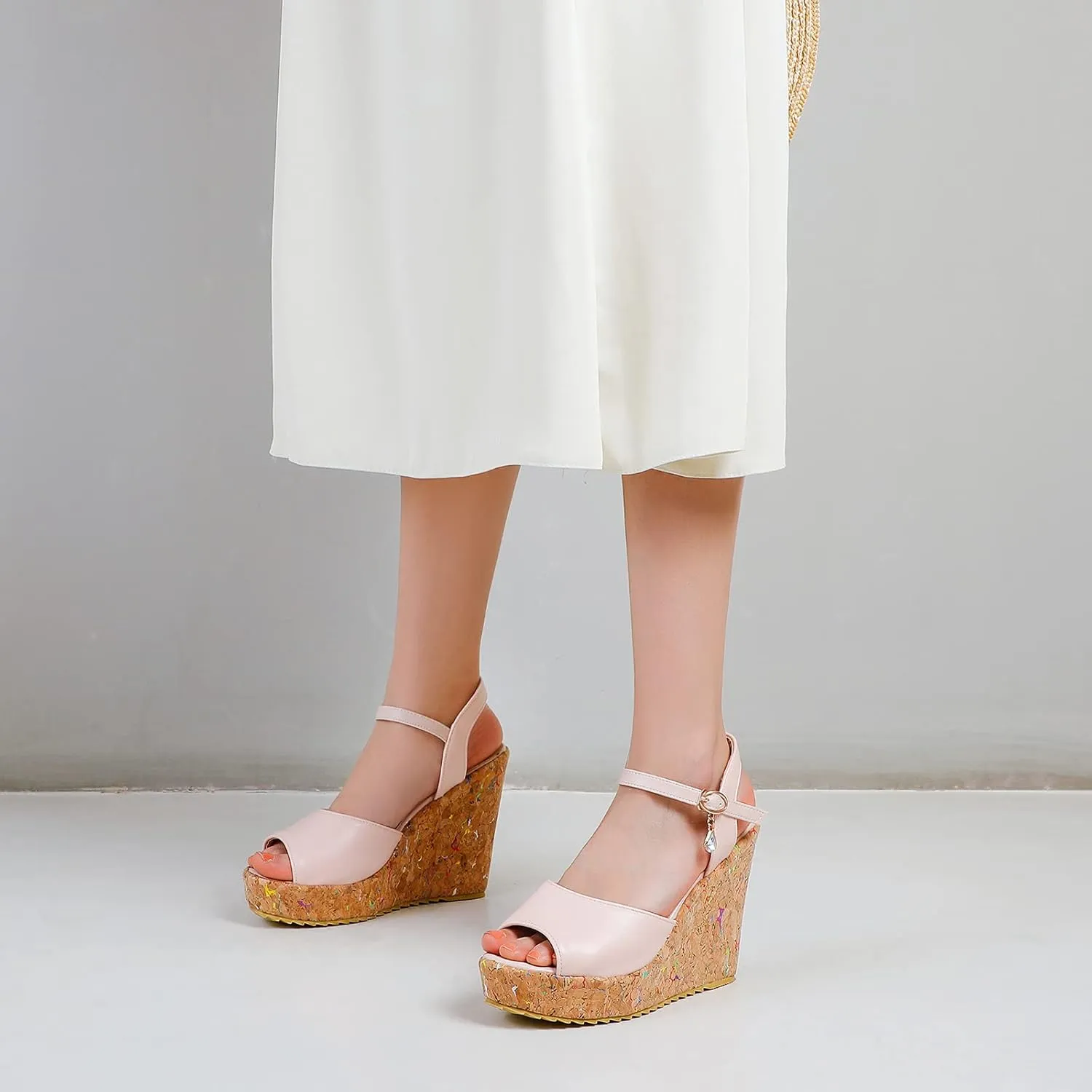 Womens Peep Toe Platform Wedge Gladiator Sandals