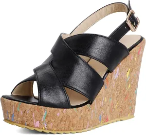 Womens Peep Toe Platform Wedge Gladiator Sandals