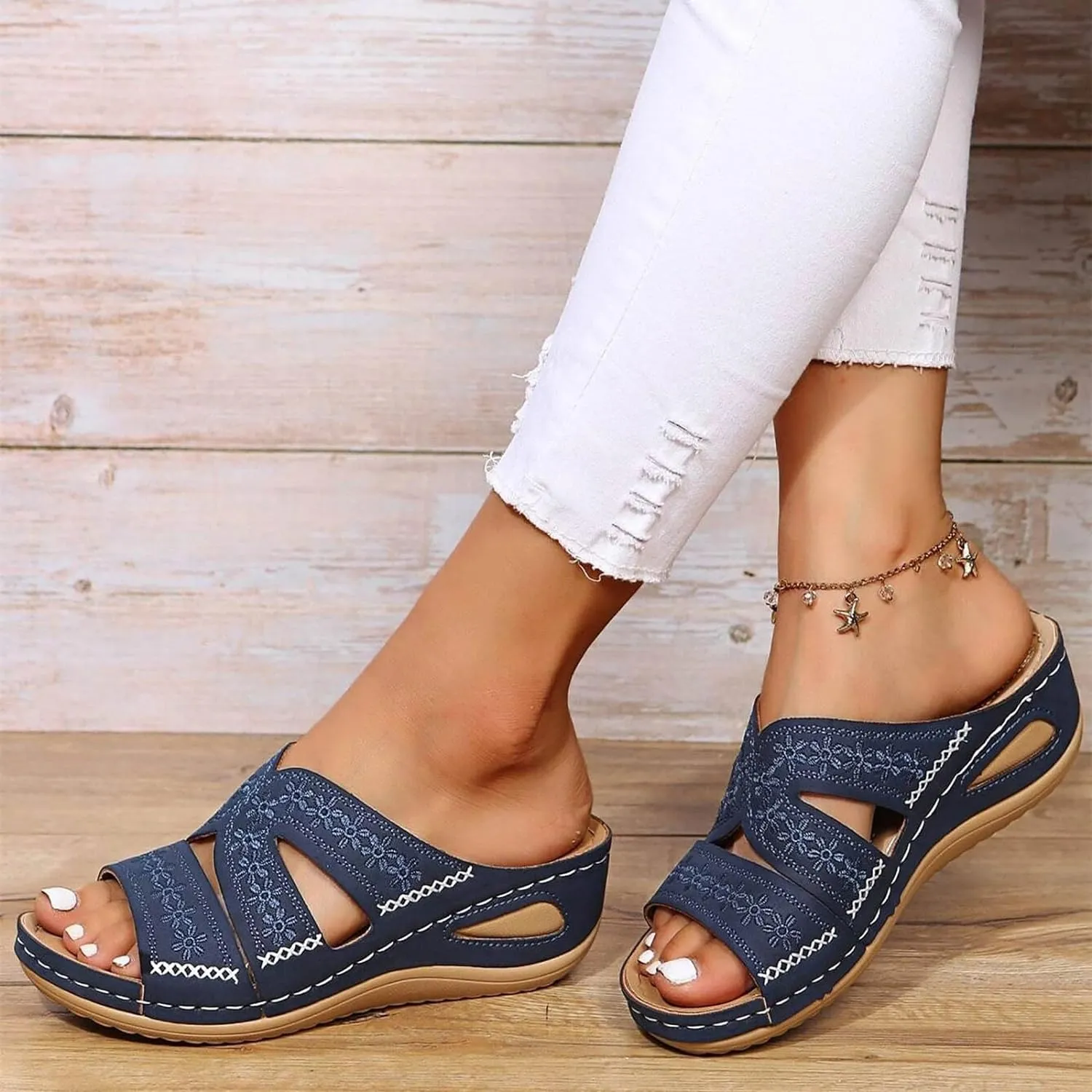 Womens Sandals Comfortable Dressy Wedge Sandals Wide Width Orthopedic Sandals Hollow Out Mesh Casual Sports Sandals