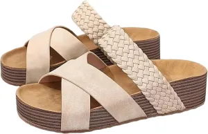 Women's Thick Sole Hollow Comfortable Lightweight Beach Slippers Casual Gaiden Women's Breathable Walking Sandals Espadrilles Open Toe Casual Non Slip Beach Shoes