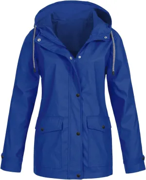 Womens Waterproof Rain Coat with Hood Lightweight Zip Up Fall Raincoat Active Outdoor Hooded Windbreaker