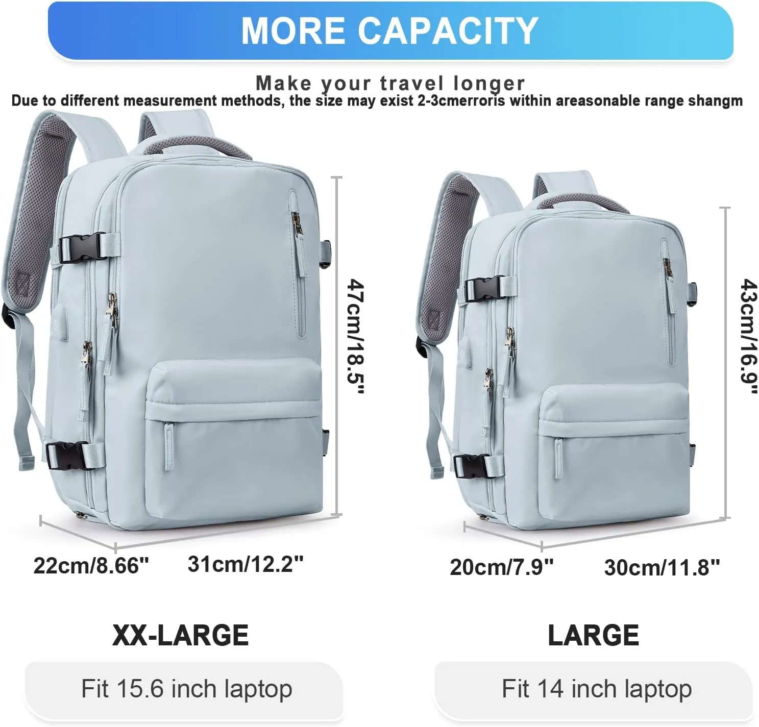 WONHOX Large Travel Backpack Carry on Flight Approved Laptop Work Business Backpack for Women Men Mochila de Viaje
