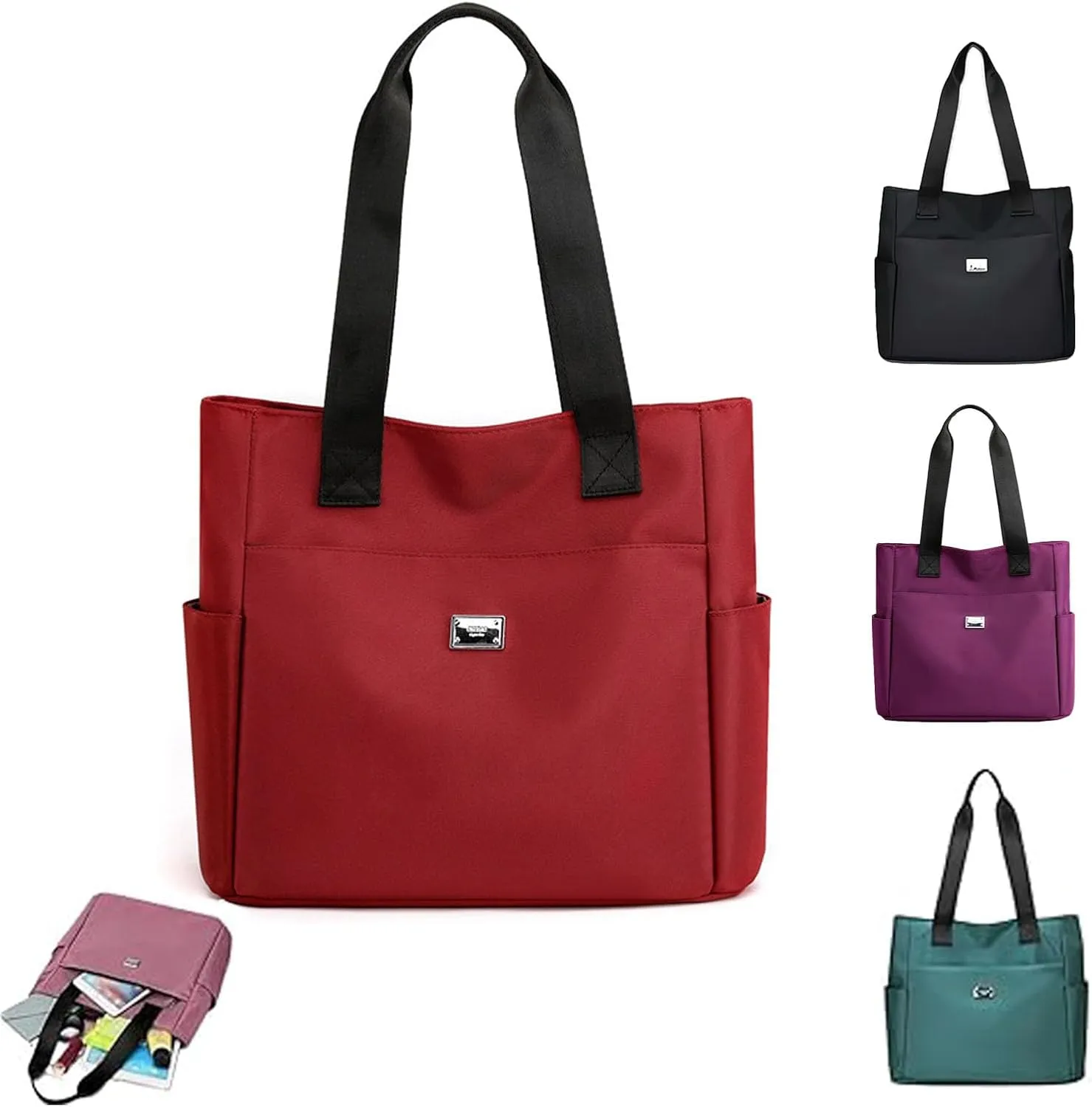 Zcjeaneviln Bag Waterproof, Large Capacity Waterproof Multi Pocket Nylon Shoulder Bag, Suitable for Travel (Red)