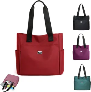 Zcjeaneviln Bag Waterproof, Large Capacity Waterproof Multi Pocket Nylon Shoulder Bag, Suitable for Travel (Red)